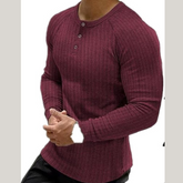 Men's Full Size Ribbed Round Neck Long Sleeve T-Shirt Plus Size