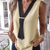 Full Size V-Neck Contrast Tank Plus Size
