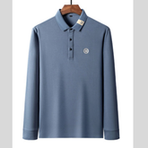 Men's Plus Size Long Sleeve Embroidered Polo