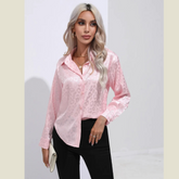 Leopard Collared Neck Long Sleeve Shirt