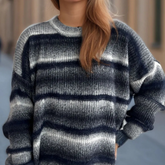 Gradient Round Neck Dropped Shoulder Sweater