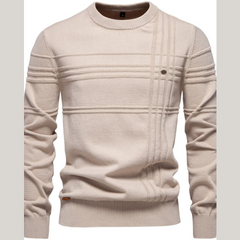 Men's Round Neck Striped Sweater