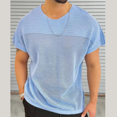Men's Eyelet Round Neck Short Sleeve T-Shirt