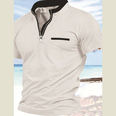 Men's Full Size Zip Collar Short Sleeve Polo Plus Size
