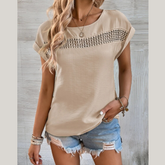 Cutout Round Neck Short Sleeve Top