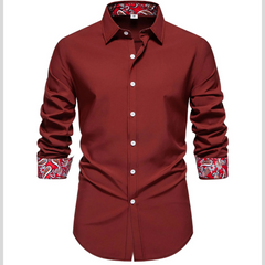 Men's Casual Button-Down Shirt with Cuff Detail