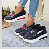 Metal Buckle Round Toe Slip-Ons