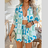 Devine Printed Button Down Shirt and Shorts Set