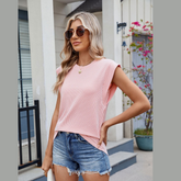 Corded Rib Round Neck T-Shirt