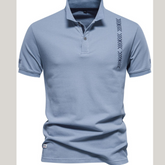 Men's Collared Neck Geometric Embroidered Polo