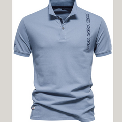 Men's Collared Neck Geometric Embroidered Polo