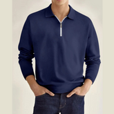 Men's Full Size Collared Neck Long Sleeve Polo Plus Size