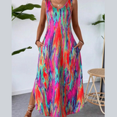Scoop Neck Sleeveless Dress with Pockets