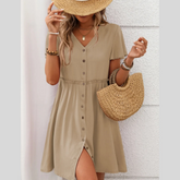 Button Front Flutter Sleeve Dress