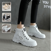 Fleece Lace-up Boots Winter Warm Short Plush High-top Shoes