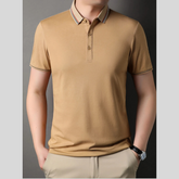 Men's Plus Size Striped Collar Short Sleeve Casual Polo Shirt