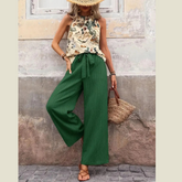 Printed Tank Top and Wide Leg Pants Set