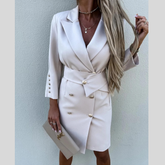 Double-Breasted Lapel Collar Longline Blazer