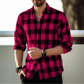 European And American Long Sleeve Loose Plaid Design Striped Shirt