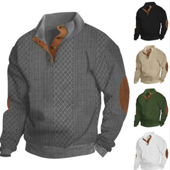 Stand Collar Long Sleeve Jacquard Knitted Pullover Sweater
