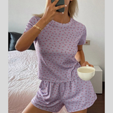 Floral Round Neck Top and Shorts Lounge Set