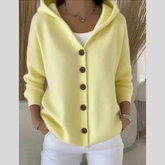Full Size Hooded Button-Front Soft Knit Cardigan Plus Size