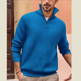 Men's Plus Size Quarter-Zip Long Sleeve Pullover Top