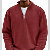 Men's Full Size Corduroy Quarter Zip Pullover Sweatshirt Plus Size