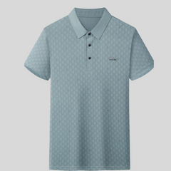 Men's Plus Size Diamond Pattern Textured Polo Shirt