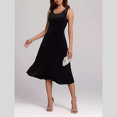 Round Neck Sleeveless Velvet A-Line Midi Dress