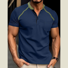 Men's Contrast Stitch Polo Shirt with Chest Pocket