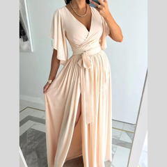 Flutter Sleeve Surplice Tie Waist Dress