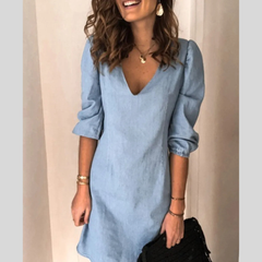 Full Size V-Neck Half Sleeve Dress