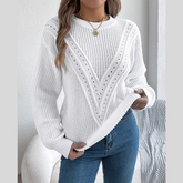 Openwork Round Neck Sweater