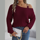 Asymmetrical Neck Long Sleeve Sweater