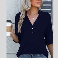 Full Size Notched Flounce Sleeve Blouse Plus Size