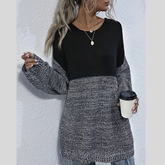 Color Block Long Sleeve Oversized Sweater