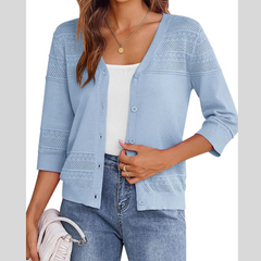 Button Up 3/4 Sleeve Cardigan