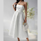 Lace Up Tube Midi Dress