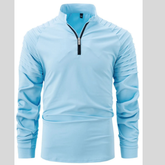 Plus Size Men's Quarter-Zip Long Sleeve Polo Shirt