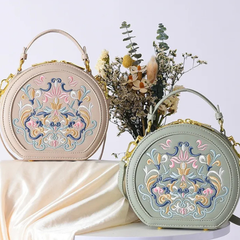 Literary Shoulder Bag National Style Small Crossbody Round Bag