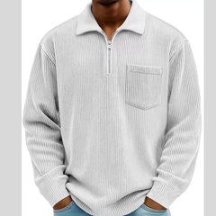 Men's Full Size Corduroy Half Zip Casual Top Plus Size