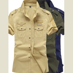Men's Plus Size Embroidered Collared Neck Short Sleeve Shirt