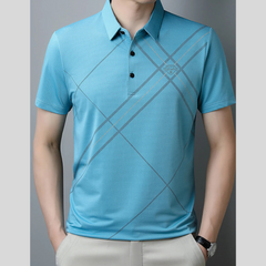 Men's Plus Size Geometric Pattern Quick-Dry Polo