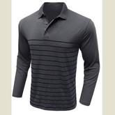 Men's Classic Fit Long Sleeve Striped Polo
