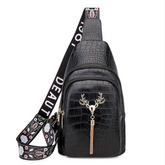 Deer Tassel Design Crossbody Bag Fashion Letter Embroidery Chest Bags For Women