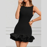 Sleeveless Ruffle Trim Mini Dress