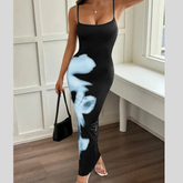 Printed Bodycon Spaghetti Strap Maxi Dress