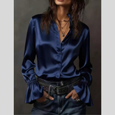 Button Up Flounce Sleeve Shirt