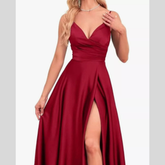 Ruched Slit Maxi Cami Dress